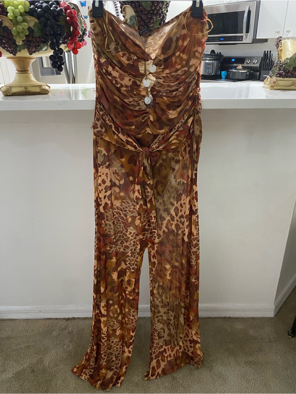 Fashion Nova Brown & Tan Leopard-Print Wide-Leg Jumpsuit